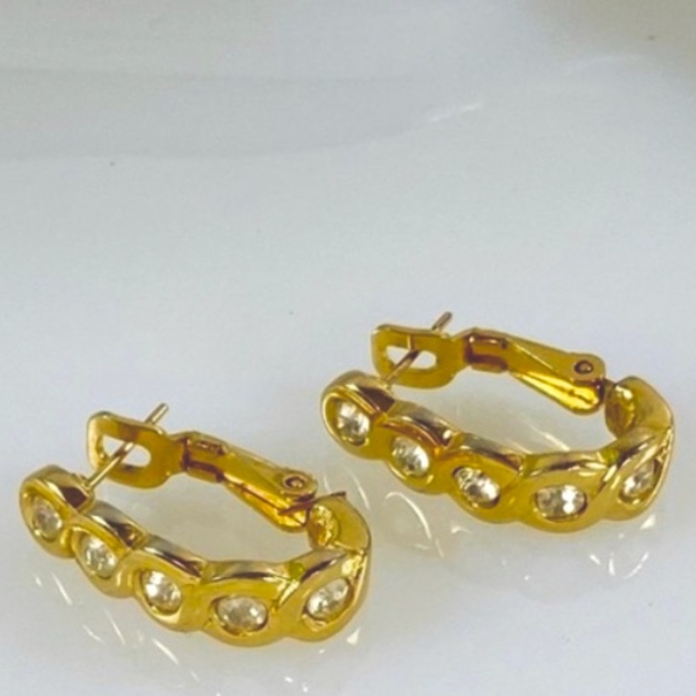 Givenchy Pristine Vintage Crystal Encrusted Hoop Earrings